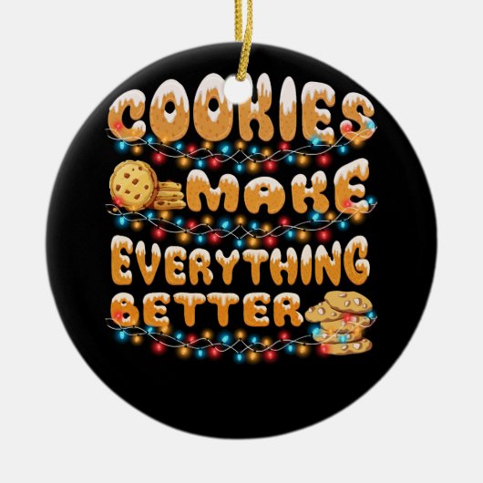 Cookies maken alles leuker grappig kerst gin keramisch ornament (Voorkant)