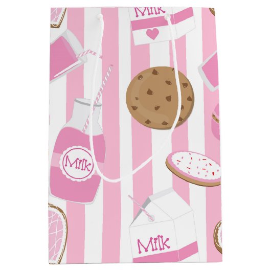 Cookies & Melk Meisjes Party Roze Bakkerij Gift Ba Medium Cadeauzakje (Voorkant)