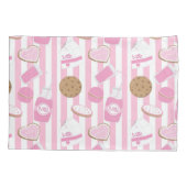 Cookies & Melk Roze en Wit Gestreepte Meisjes Kussensloop (Achterkant)
