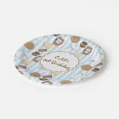 Cookies & Milk Blue Boys Verjaardagsfeestje Borden Papieren Bordje (Gekanteld)