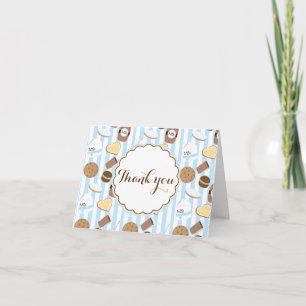 Cookies & Milk Feestje Blauwe Vouw Bedankkaart