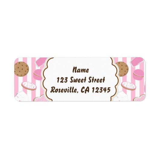 Cookies & Milk Roze Meisjes Feest Adreslabel Etiket (Voorkant)