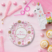 Cookies & Milk Roze Meisjes Verjaardagsfeestje Bor Papieren Bordje (Feest)