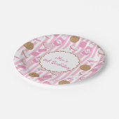 Cookies & Milk Roze Meisjes Verjaardagsfeestje Bor Papieren Bordje (Gekanteld)