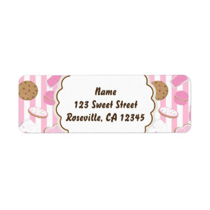 Cookies & Milk Roze Meisjesfeest Adreslabel Etiket