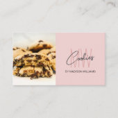 Cookies Monogram Logo Bakkerij Foto QR Roze Visitekaartje (Voorkant)