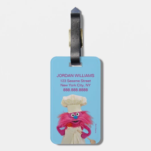 Cookie's Monster Food Truck | Gonger Posing Bagagelabel (Achterkant verticaal)