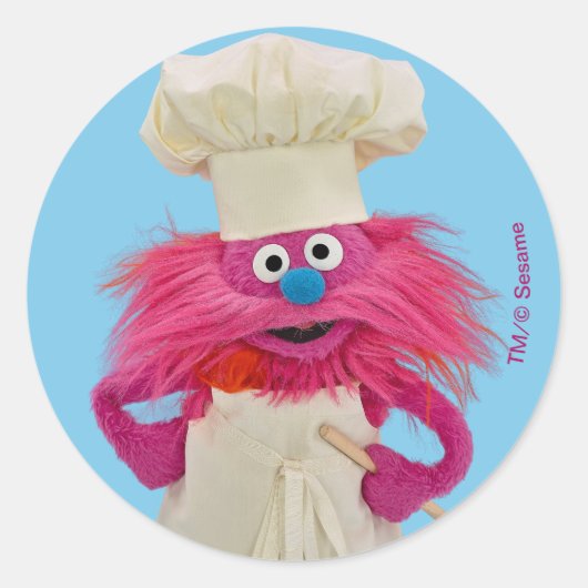 Cookie's Monster Food Truck | Gonger Posing Ronde Sticker (Voorkant)