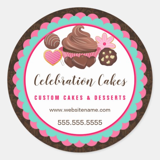 Cookies Pop Cookies Scalloped Banner Ronde Sticker (Voorkant)