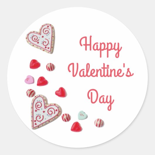 Cookies Snoep Hearts Happy Valentijnsdag Ronde Sticker (Voorkant)