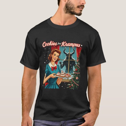 Cookies voor Krampus Grappig Kerst Kerstmis Krampu T-shirt (Voorkant)