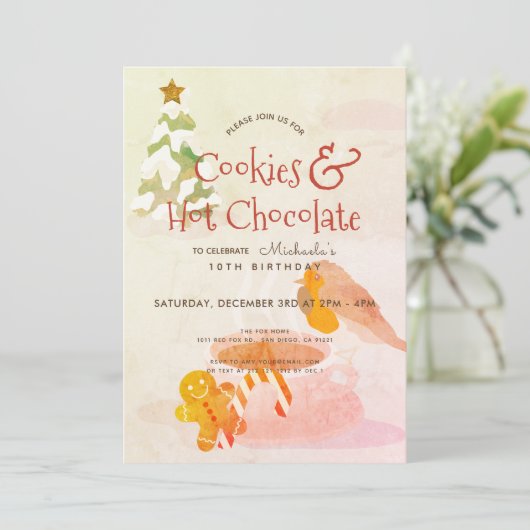 Cookies & warme chocolademelk Winter Verjaardag Ui Feestdagenkaart (Staand voorkant)