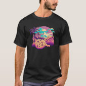 Cookies with Glitched 80s Synthwave Aesthetic T-shirt (Voorkant)