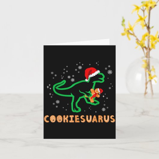 Cookiesaurus Christmas Dinosaur Rex Sugar Cookie  Kaart (Gele Bloem)