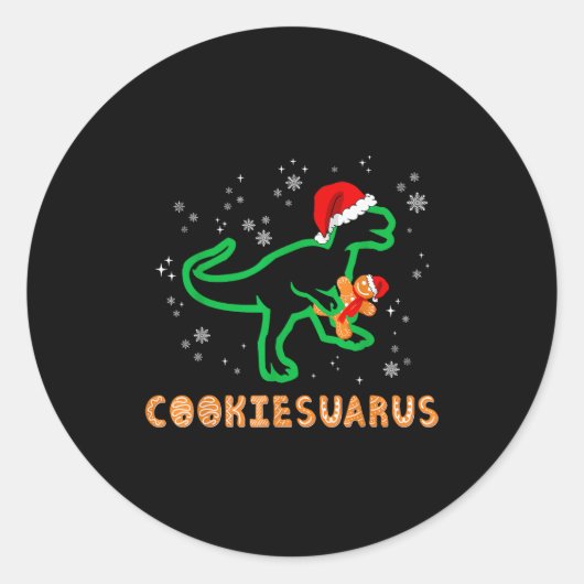 Cookiesaurus Christmas Dinosaur Rex Sugar Cookie  Ronde Sticker (Voorkant)