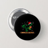 Cookiesaurus Kerst Dinosaurus Rex Suikerkoekje Ronde Button 5,7 Cm (Voorkant /achterkant)