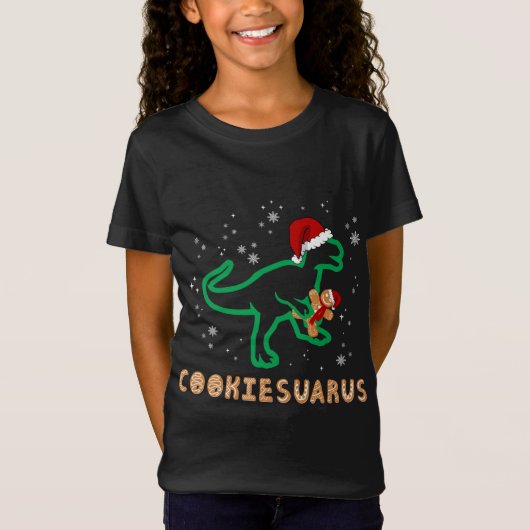 Cookiesaurus Kerstmis Dinosaur Rex Sugar Cookie T-shirt (Voorkant)