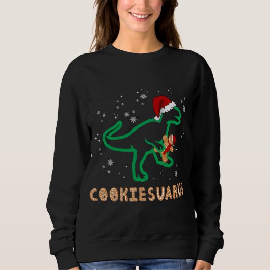 Cookiesaurus Kerstmis Dinosaur Rex Sugar Cookie Trui (Voorkant)