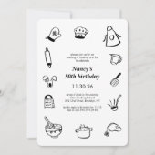Cooking Birthday Party Hand Drawn Chef Minimalist  Kaart (Voorkant)