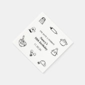 Cooking Birthday Party Hand Drawn Chef Minimalist Servet (Hoek)