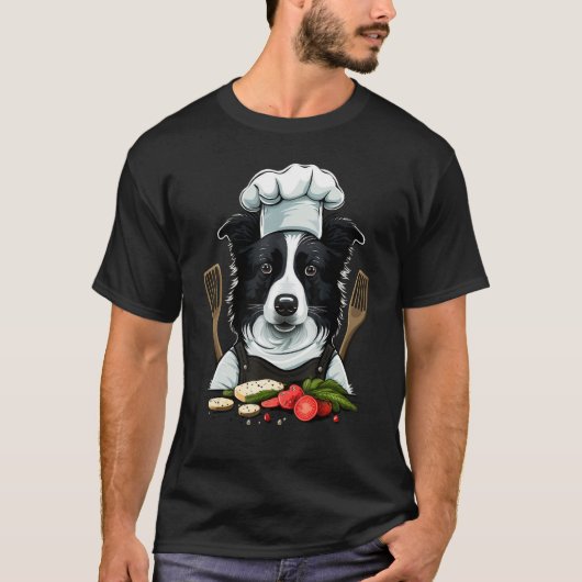 Cooking Border Collie Restaurant cook on Border Co T-shirt (Voorkant)