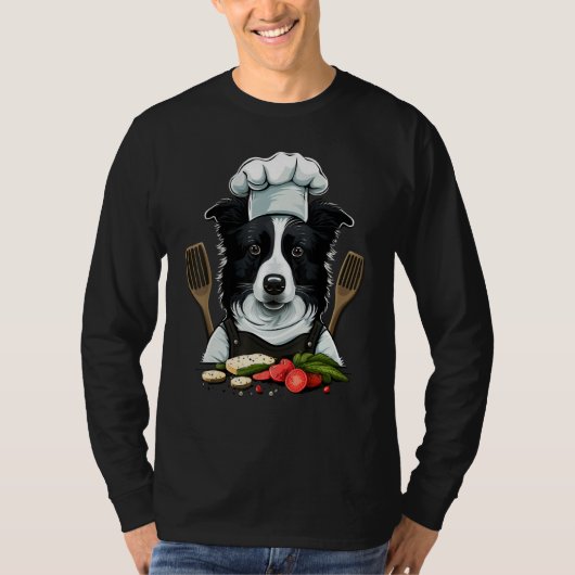 Cooking Border Collie Restaurant cook on Border Co T-shirt (Voorkant)