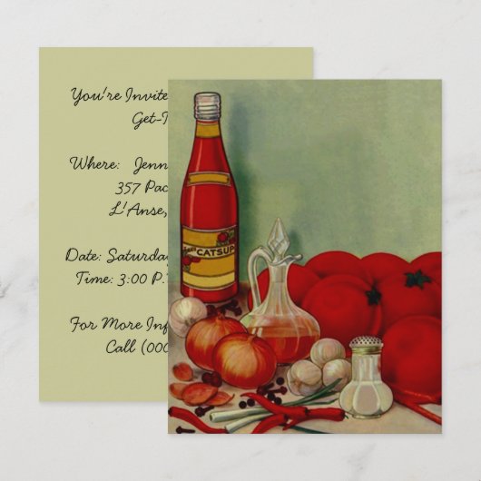 COOKING CHEF KITCHEN PARTY INVITE THUIS CANNING KAART (Voorkant / Achterkant)