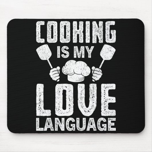 Cooking Is My Love Language Funny Chef Quote  Muismat (Voorkant)