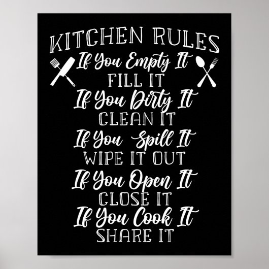 Cooking Kitchen Chef Kitchen Rules If You Empty It Poster (Voorkant)