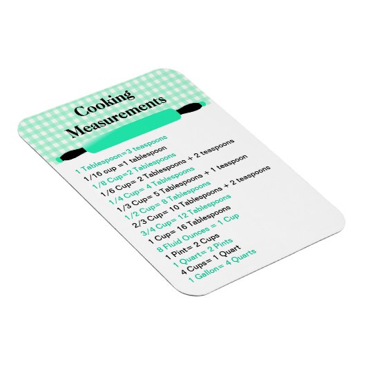 Cooking Measurement Equivalents Chart Magnet Magneet (Rechterzijde)