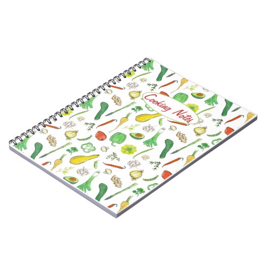 Cooking Notes Fresh Vegetables Waterverf Tekening Notitieboek (Linkerzijde)