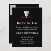 Cooking Party Sjabloon: Zwart en Wit Uitnodiging Briefkaart (Voorkant / Achterkant)