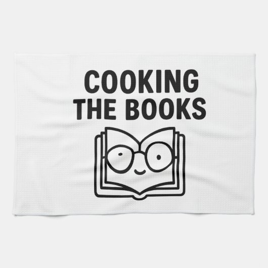 Cooking the Books - Funny Accounting Pun Theedoek (Horizontaal)