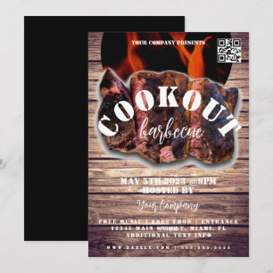 Cookout Barbecue Steak Event Company Party Flyer Kaart
