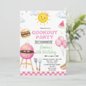 Cookout Birthday girl Invitation Kaart (Staand voorkant)