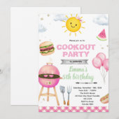 Cookout Birthday girl Invitation Kaart (Voorkant / Achterkant)
