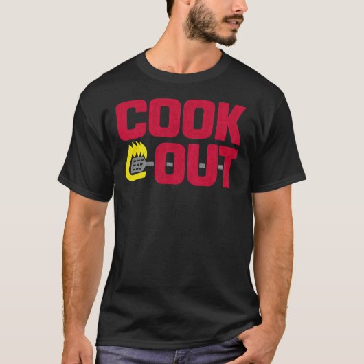 Cookout -  krijttextuur - Rood &Amp; Grijs T-shirt (Voorkant)