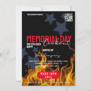 COOKOUT Memorial Day-evenement Patriottische Flyer Kaart