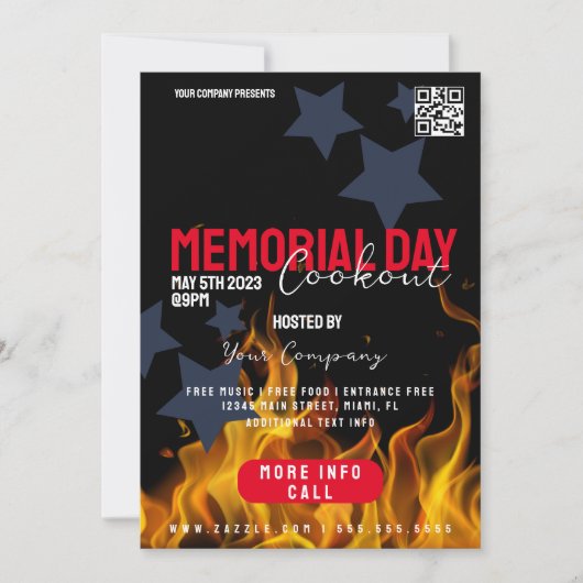 COOKOUT Memorial Day Event Patriotic Flyers Kaart (Voorkant)