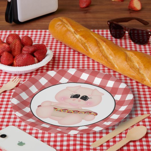 Cookout Pig Hotdog-bord Papieren Bordje (Picknick)