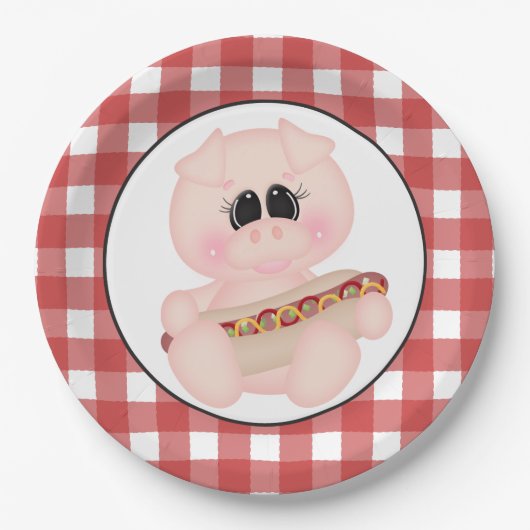 Cookout Pig Hotdog-bord Papieren Bordje (Voorkant)