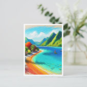 Cook's Bay, Moorea, Frans-Polynesië Waterverf Briefkaart (Staand voorkant)