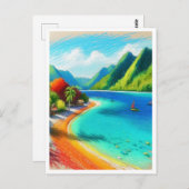 Cook's Bay, Moorea, Frans-Polynesië Waterverf Briefkaart (Voorkant / Achterkant)