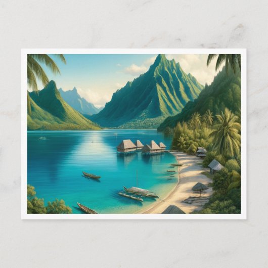 Cook's Bay, Moorea, Frans-Polynesië Waterverf Briefkaart (Voorkant)