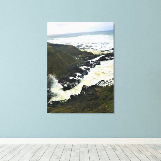 Cook's Chasm, Cape Perpetua, Oregon Coast Canvas Afdruk (Insitu (Houten vloer))