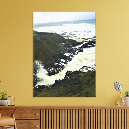 Cook's Chasm, Cape Perpetua, Oregon Coast Canvas Afdruk (Insitu (Woonkamer))