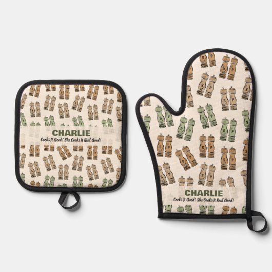 Cooks It Good Personalized  Ovenwant & Pannenlap Set (Voorkant)