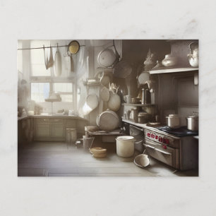 Cook's Kitchen Scene Digital Art Briefkaart