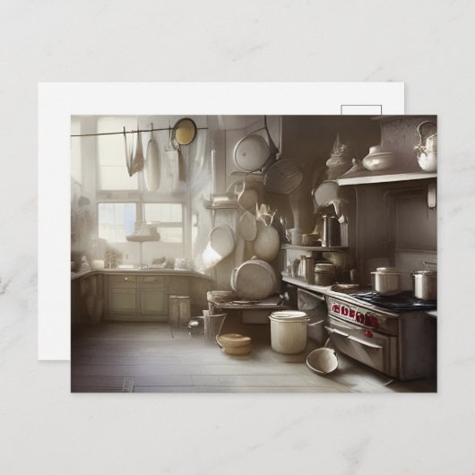 Cook's Kitchen Scene Digital Art Briefkaart (Voorkant / Achterkant)