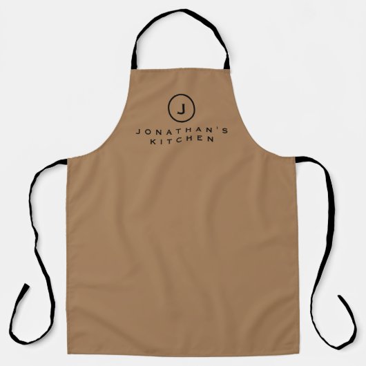 Cook's Kitchen Simple Black & Tan Monogram Schort (Voorkant)